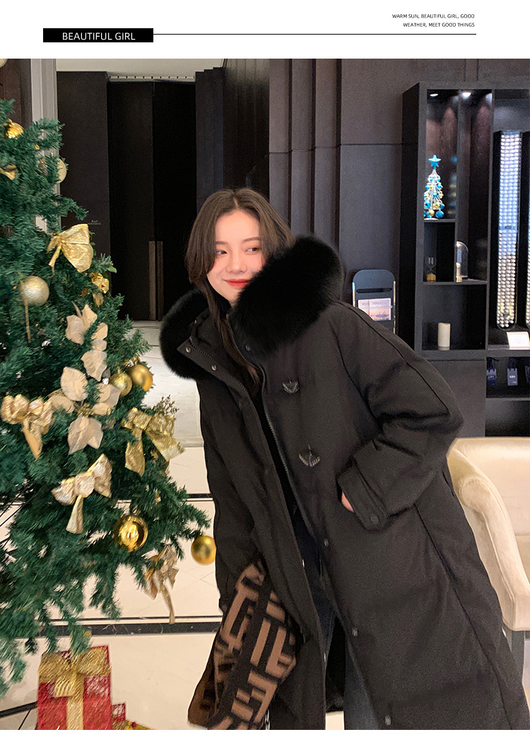 The new mid-length, fashionable, large-collar, loose and thickened white duck down warm jacket for women in winter 2021 is trendy pic 30