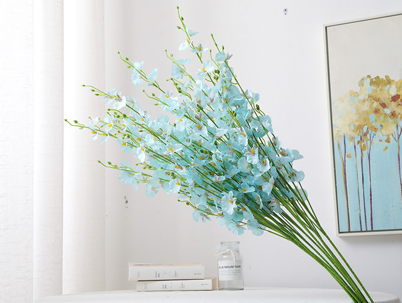 黄色5叉跳舞兰人造仿真花束假花文心兰 客厅婚庆装饰绢花蝴蝶兰详情38