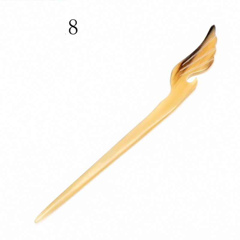 经典牛角发叉发饰 天然女式黄牛角发簪 手工打磨牛角簪子厂家直销详情30