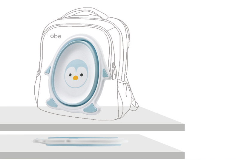 企鹅脸盆婴儿洗脸盆新款宝宝可折叠便携式旅行儿童可爱卡通小脸盆详情6