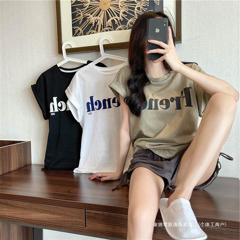 源头直发宽松短袖t恤女2024年新款夏季薄款设计感小众港味chic复详情2