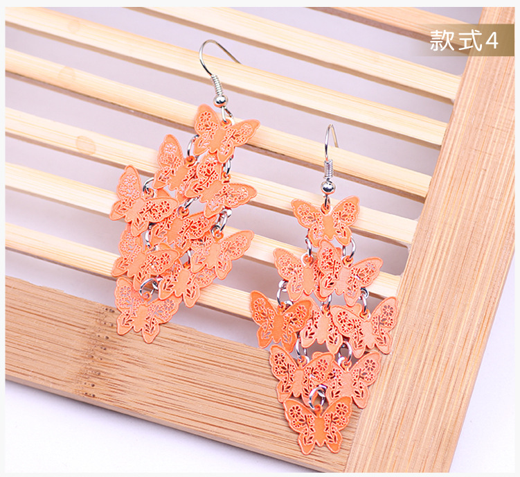 Small-batch wholesale best-selling fashionable and elegant butterfly earrings, earrings, colorful small nine-piece earrings, copper accessories and ornaments pic 11