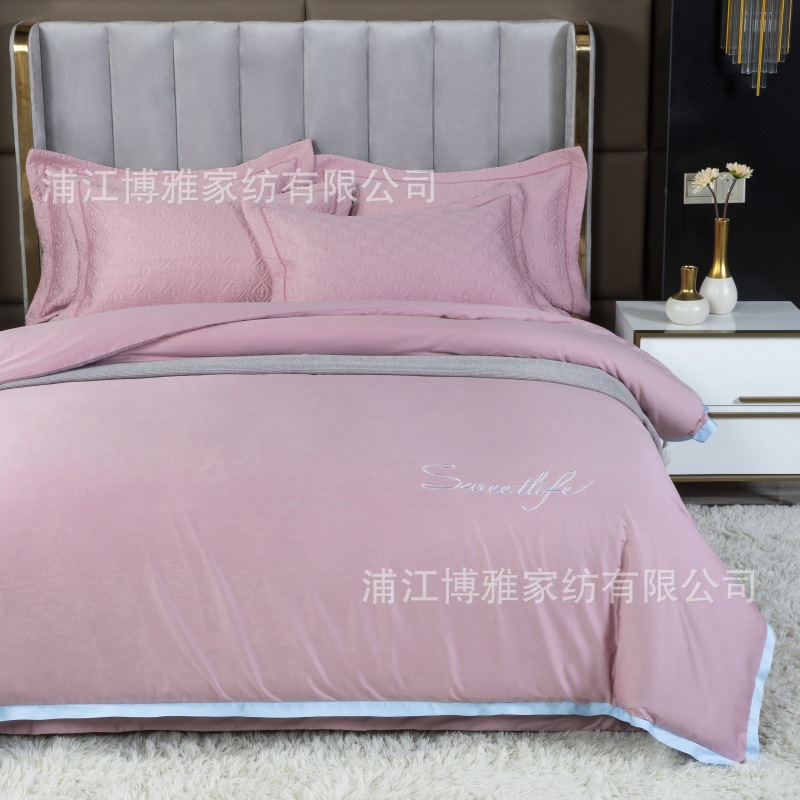 Wholesale of new light luxury 60s long-staple cotton bed cover three-piece set, quilted quilt with thickened cotton interlining, pure cotton bed cover pillowcase pic 27