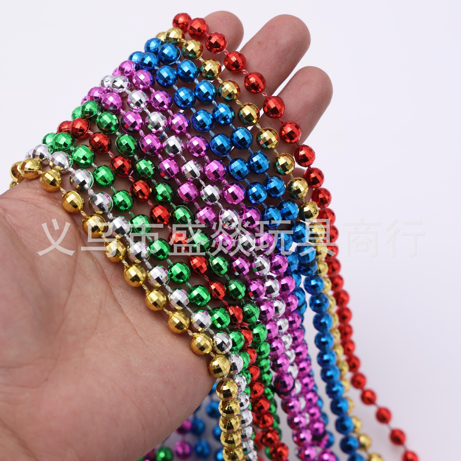 跨境7mm电镀地球珠链彩色项链独立日项链狂欢节万圣节派对波珠链详情4