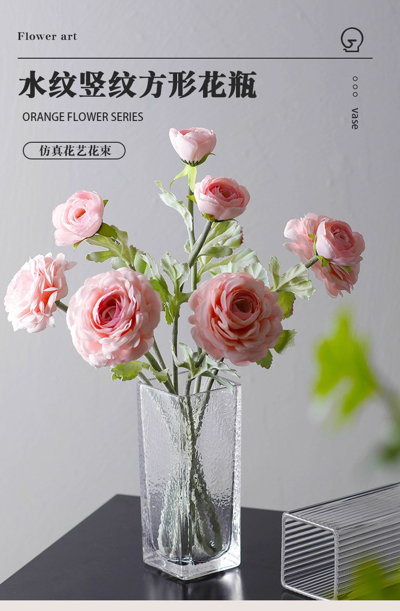 Transparent glass vases, creative and simple living room style, light luxury and water-grown fresh flower arrangements, dried flower ornaments pic 3