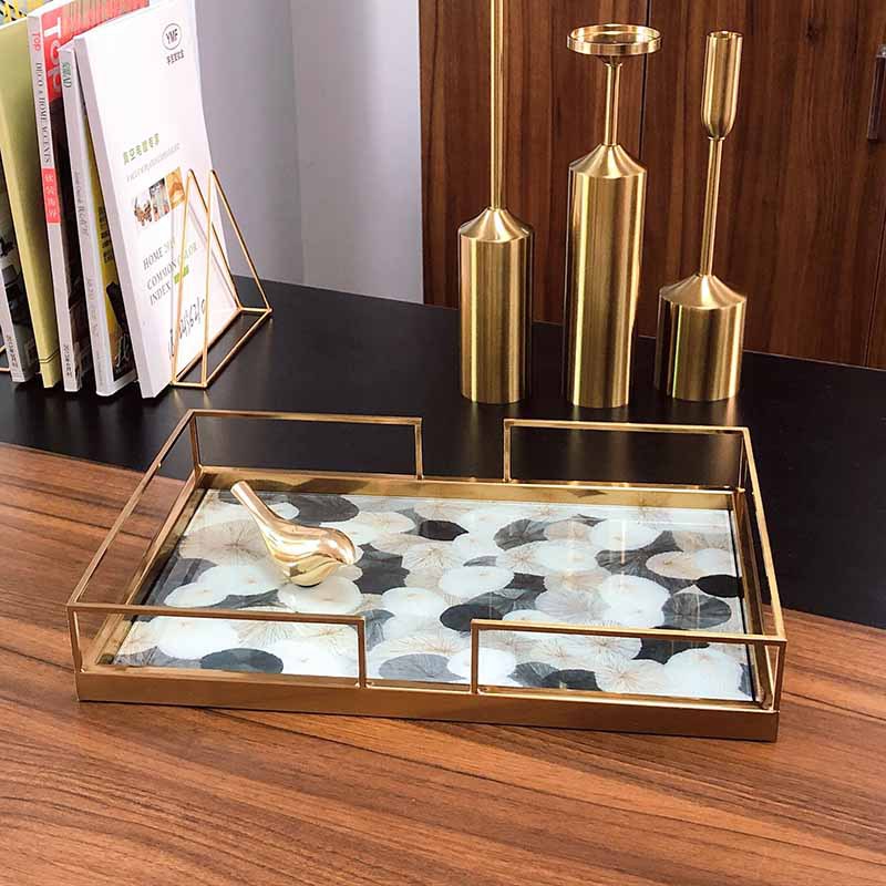 European-style light luxury metal model room tray ornaments, tea trays, coffee tables, storage and storage items, and soft furnishings for the model room pic 2