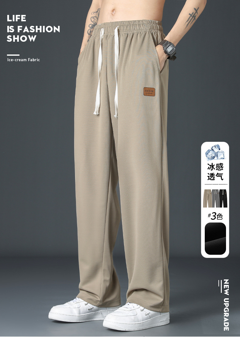 ACU男装|冰丝直筒裤子男薄款2024新品宽松运动裤夏季垂感休闲长裤详情2