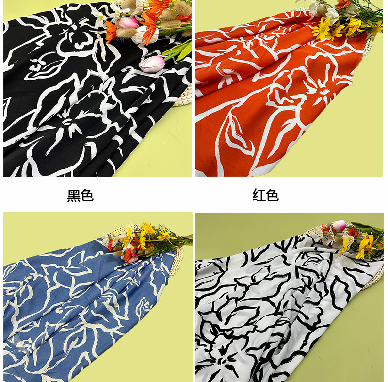 Polyester printed fabric in stock for wholesale. Factory direct sales of large patterned fabric for clothing. Dress fabric in full meters pic 10