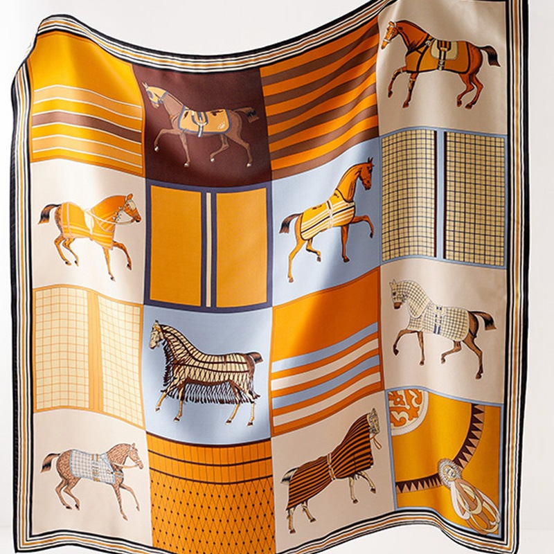 Cape, horse, wool and silk scarf for women, a light luxury silk and wool warm large square shawl for outerwear in autumn and winter pic 14