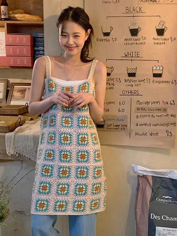 镂空勾花吊带连衣裙女夏复古宽松百搭田园渡假风质感外搭港式长裙详情7