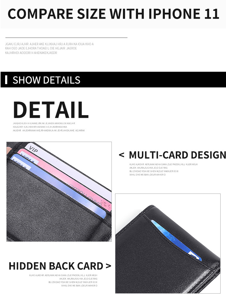 Transfronterizo nuevo estilo europeo y americano de moda para hombres billetera de cuero anti-rfid robo cepillo estilo corto clip de dinero estadounidense mano empuje posición de tarjeta clip de dinero pic 21