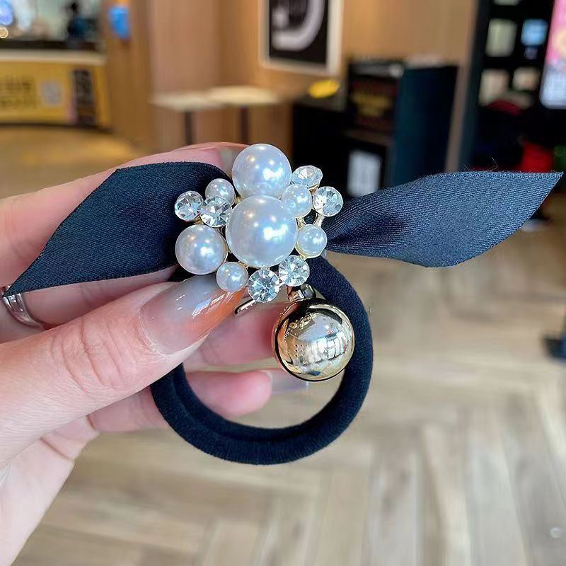 韩国风头花珍珠头饰发圈女高级感扎头发头绳丸子头神器皮筋发饰详情13