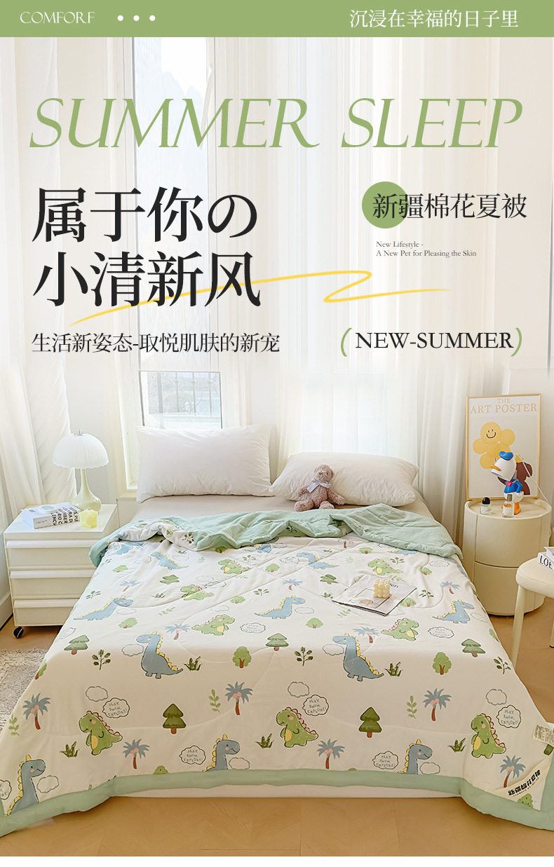 2024新款A类爆款直播棉花夏被空调被学生宿舍单双人可机洗夏凉被详情1