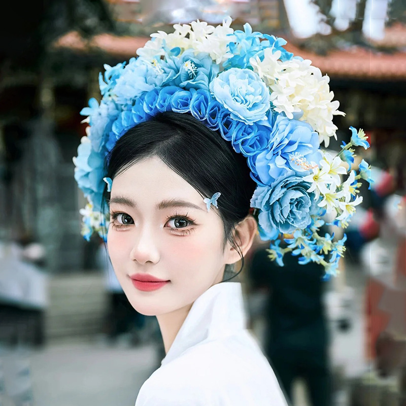 福建泉州浔埔女簪花头饰民族风花围高颜值爆款仿真花泉州簪花新款详情18