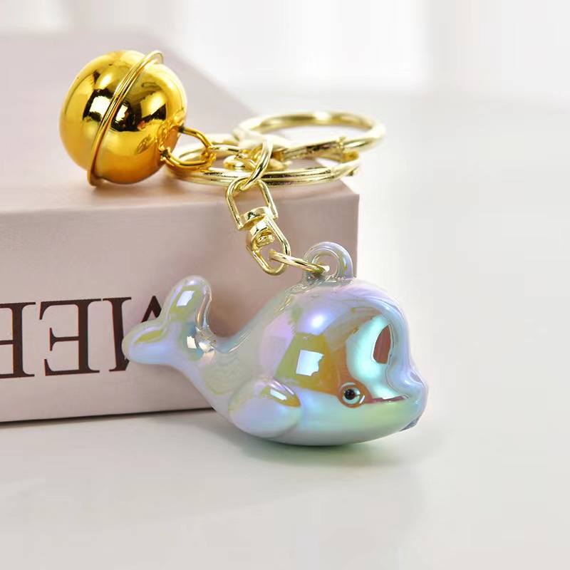 可爱炫彩鲸鱼卡通匙扣镀彩亚克力钥匙链书包挂件情侣小礼品包配饰详情5