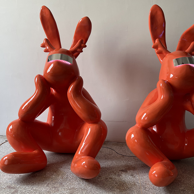 Electroplated cartoon glasses, thoughtful rabbit figurines, model rooms, sales offices, living rooms, studies, creative decorations, large-scale cartoons pic 7