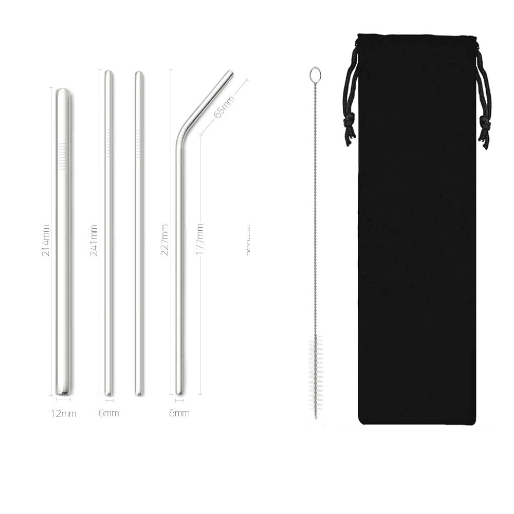 SWENO thickened 304 stainless steel straws, eco-friendly and portable, black bag straw set, customizable, portable, easy to clean, reusable, thickened stainless steel straws for outdoor and household use. pic 11