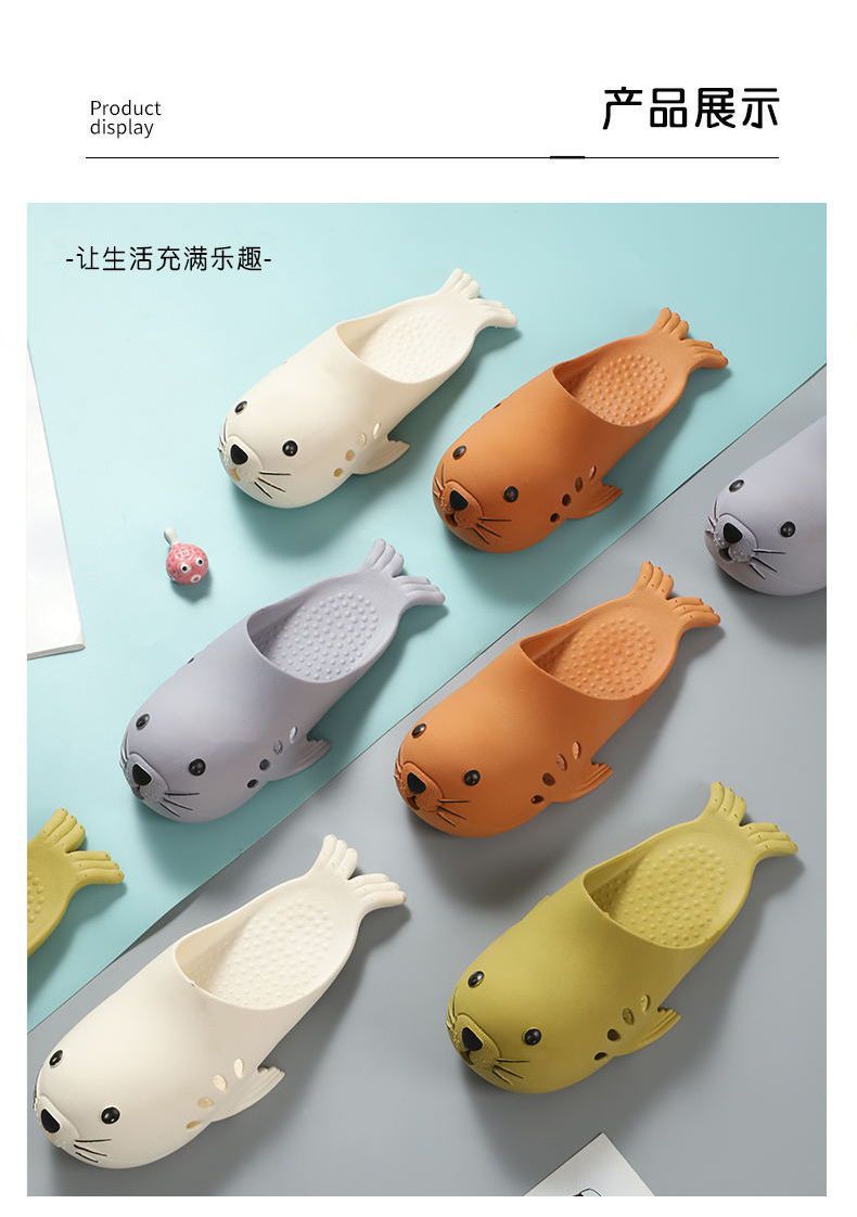 New sea lion couple slippers for women, cartoonish and cute summer, girlish cool slippers for home wear, beach headscarves for men pic 13