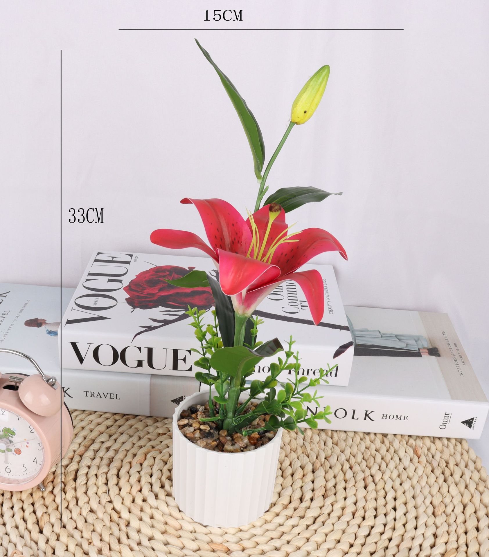 仿真百合盆栽/仿真花盆景/仿真花创意内室小摆件/亚马逊厂家直供详情3