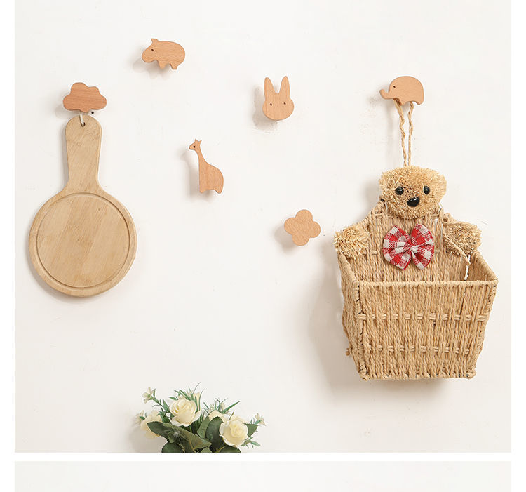 实木星星装饰挂钩月亮粘钩免打孔简约木质墙上挂衣钩花朵云朵室内详情14