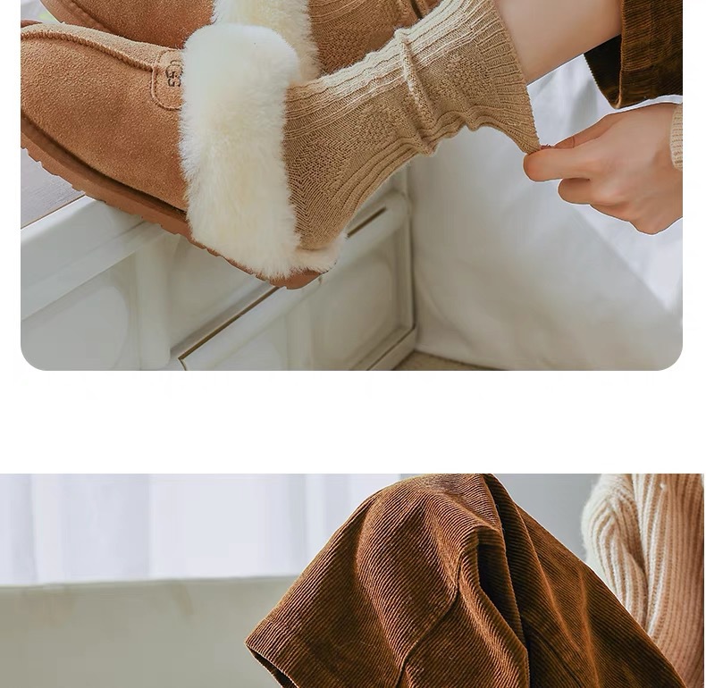 羊毛袜子女秋冬保暖加厚中筒袜日系奶咖长筒袜发热月子堆堆袜批发详情15