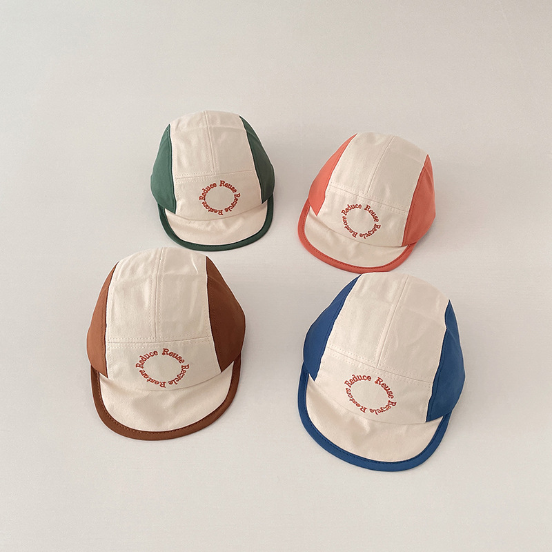 Baby baseball caps, spring pure cotton caps for infants, boys and girls, Korean-style color-blocked spring and autumn soft brim baseball caps pic 1