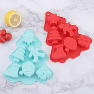 Christmas tree cake mold creative 6-hole silicone cake mold kitchen baking utensils DIY chocolate cake mold pic 10