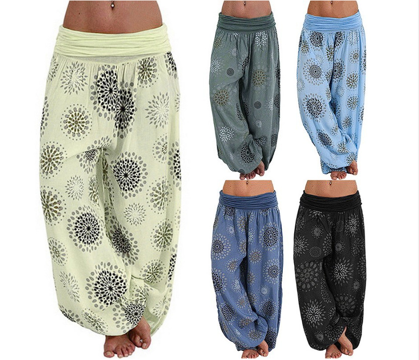 2023秋季亚马逊独立站女士时尚数码印花宽松阔腿裤哈伦休闲女长裤详情2