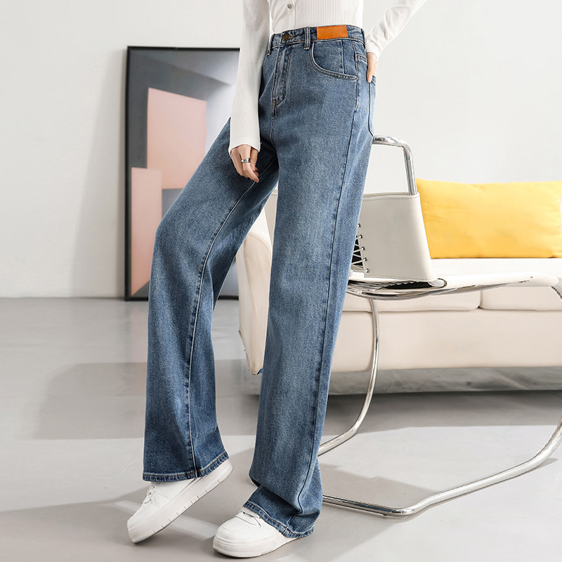 Spicy Girl jeans for autumn girls, high-waisted and slimming 2024 autumn/winter new style, versatile and stylish, loose straight-leg long pants pic 2