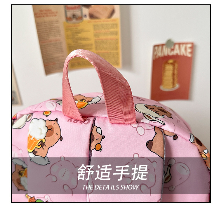 可爱印花卡通大容量卡皮巴拉书包时尚男孩女童学生轻便百搭双肩包详情5