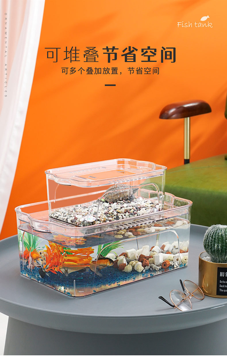 Ecological betta fish tank, home aquarium, transparent goldfish tank, living room mini small and medium-sized desktop aquatic plant tank, turtle tank pic 9