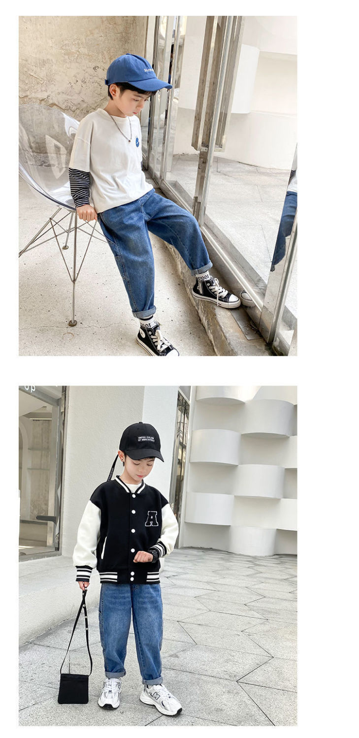 男童裤子春秋2024新款儿童牛仔裤潮酷帅气中大童男孩春装束脚长裤详情43