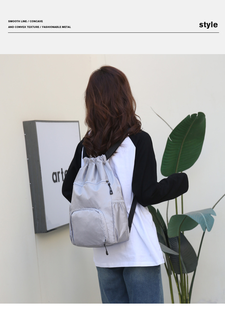 束口收纳袋大容量运动抽绳多功能篮球包干湿分离游泳包旅游双肩包详情12