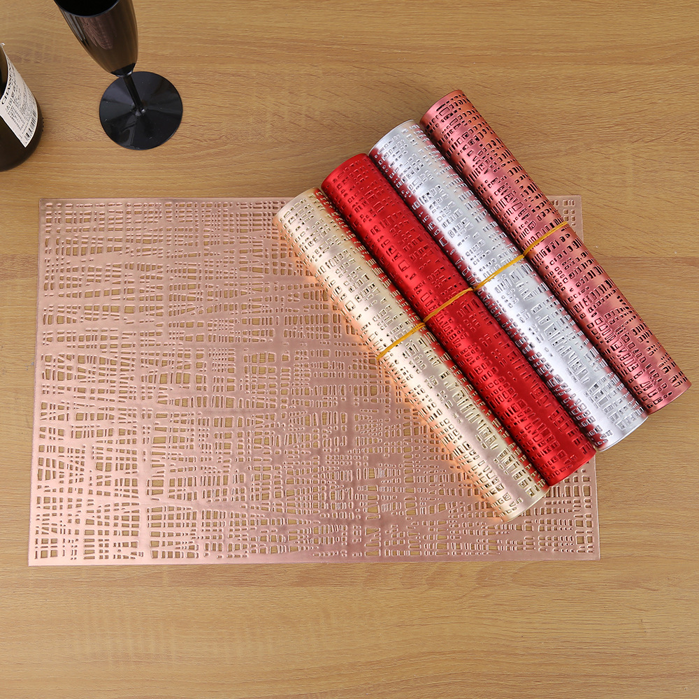 Cross-border hollowed-out pvc cookware and table MATS, hotel heat insulation, household Japanese-style solid-color plate MATS, coffee coasters wholesale pic 7