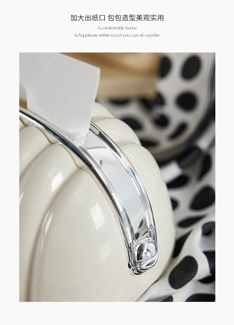 Light luxury spring tissue box, living room coffee table, Nordic-style desktop shell tissue box, cream-style small fragrance tissue box pic 5