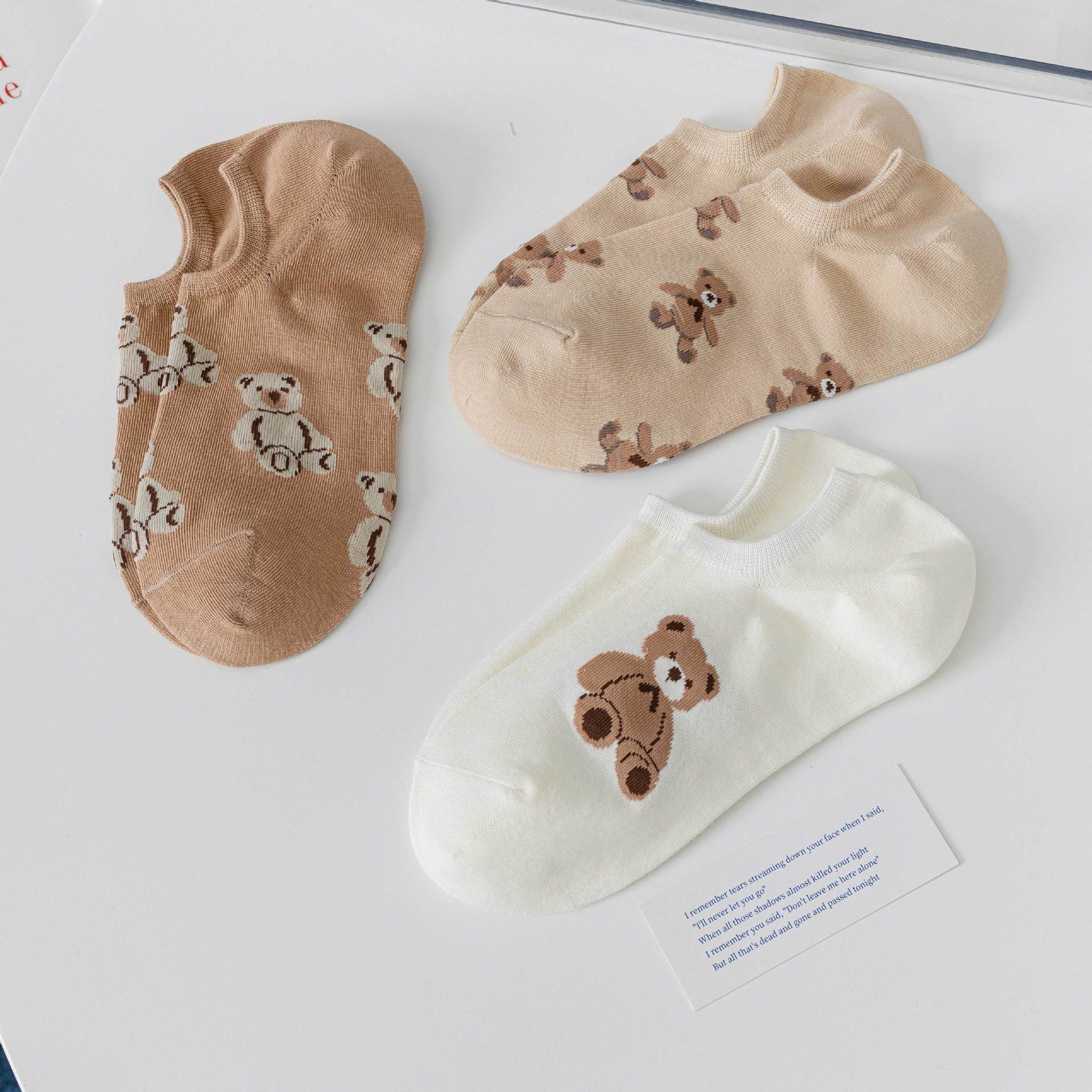 严选卡通女生袜子女船筒袜夏季薄款袜子提花短款女生棉袜子批发详情7