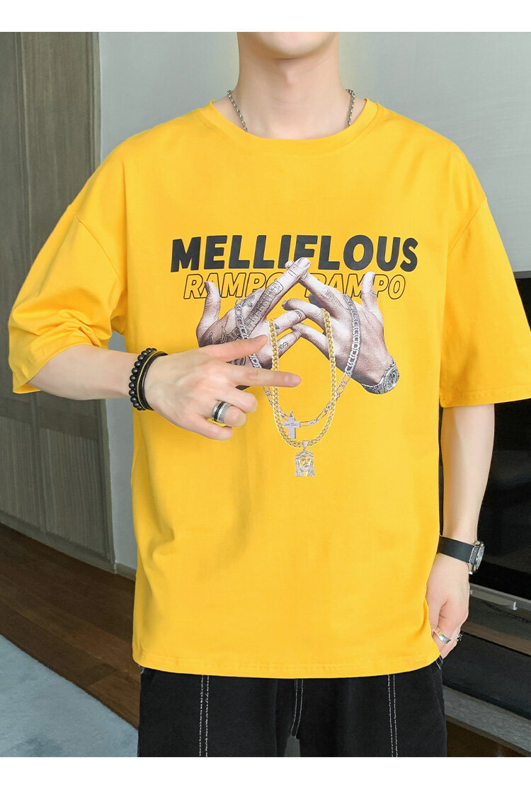 短袖t恤男士夏季潮流休闲半袖体恤宽松打底衫内搭印花潮牌男装详情17