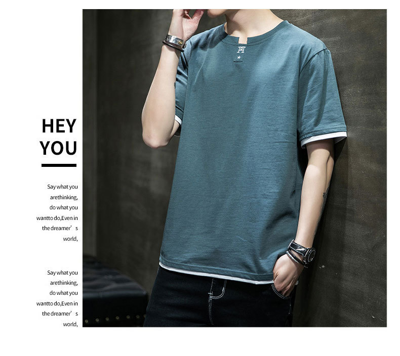 Short-sleeved T-shirt for men, Korean style, summer loose cotton T-shirt, cross-border new style, student bottom layer, half-sleeved shirt pic 56