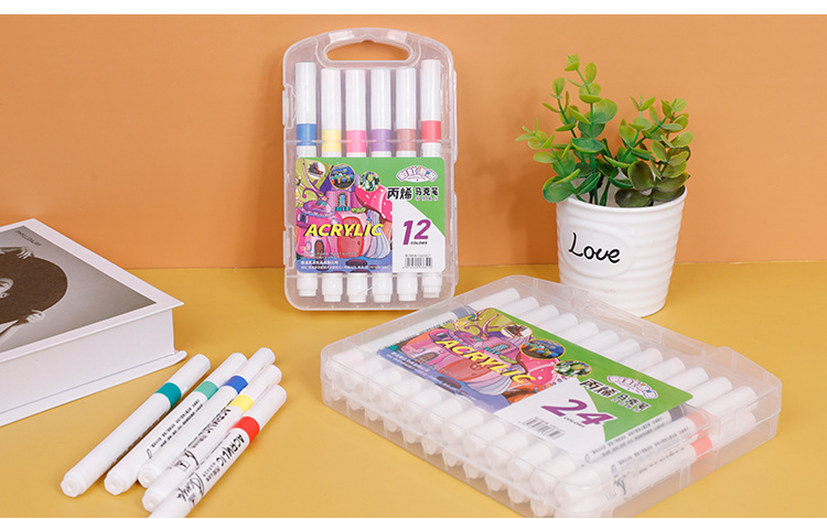 学生彩笔 儿童画笔 油性双头马克笔 绘画彩色单头马克笔套装详情10