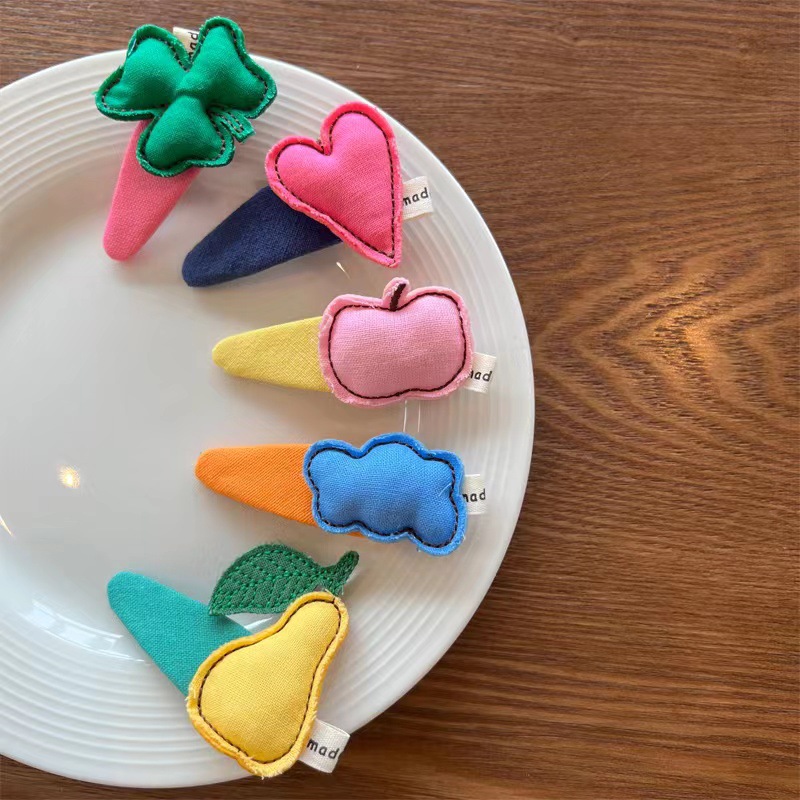 New handcrafted fruit fabric hair clips from South Korea, colorful and cute cloud cartoon girl hair clips, baby side clips, BB clips pic 8