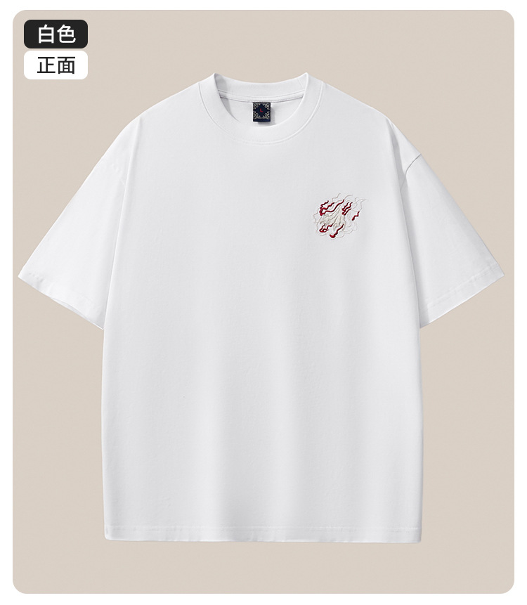 国潮夏季新款260克重磅纯棉短袖t恤男中国风刺绣宽松大码男装详情35