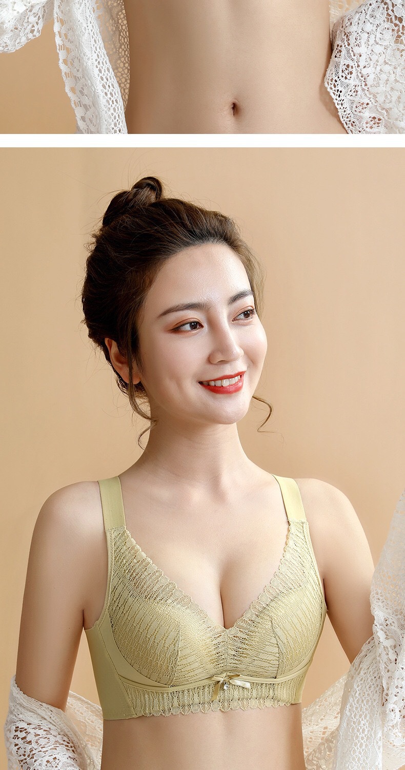 【高质量】泰国乳胶养护内衣女小胸聚拢文胸无钢圈调整型蕾丝胸罩详情18