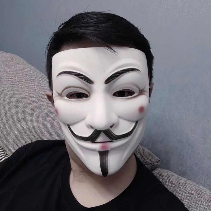 万圣节v字仇杀队面具男全脸化妆舞会黑客怪客成人鬼步舞假面死神详情6