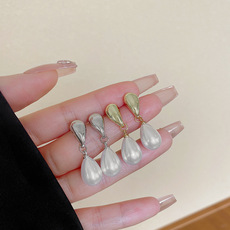 S925银针不对称珍珠花朵耳环女轻奢高级感流苏长款耳钉耳饰品批发详情3