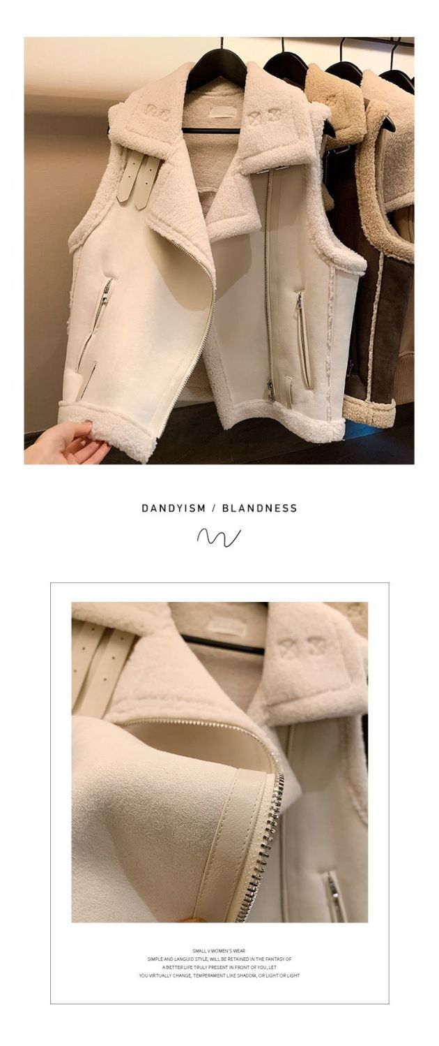 外搭叠穿小马甲女百搭外穿新款洋气今年流行马夹羊羔毛皮毛一体潮详情25