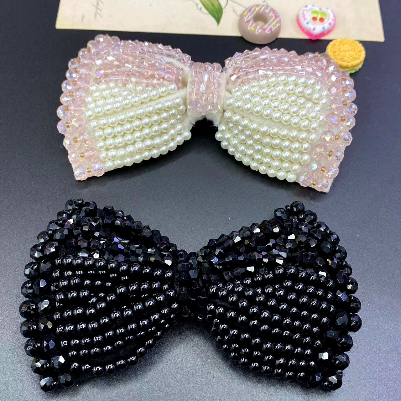 韩版水晶珍珠蝴蝶结发饰头饰鞋帽服饰手工串珠配件 厂家直销批发详情3