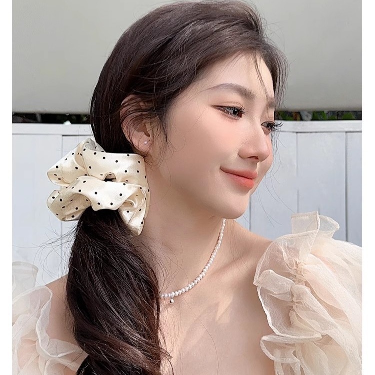 Korean-style polka dot large intestine hair band for women 2024 new trendy hair tie, hair tie rubber band, high-end hair tie and hair accessory pic 3
