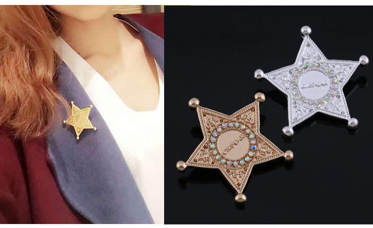 新款胸针奢华大气八芒星胸花别针韩国复古勋章衣小香风配饰详情3