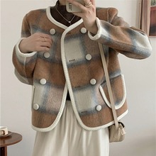 French chanel-style short double-sided wool and woolen coat for women to look younger and petite in spring. Cashmere Hepburn style top pic 9