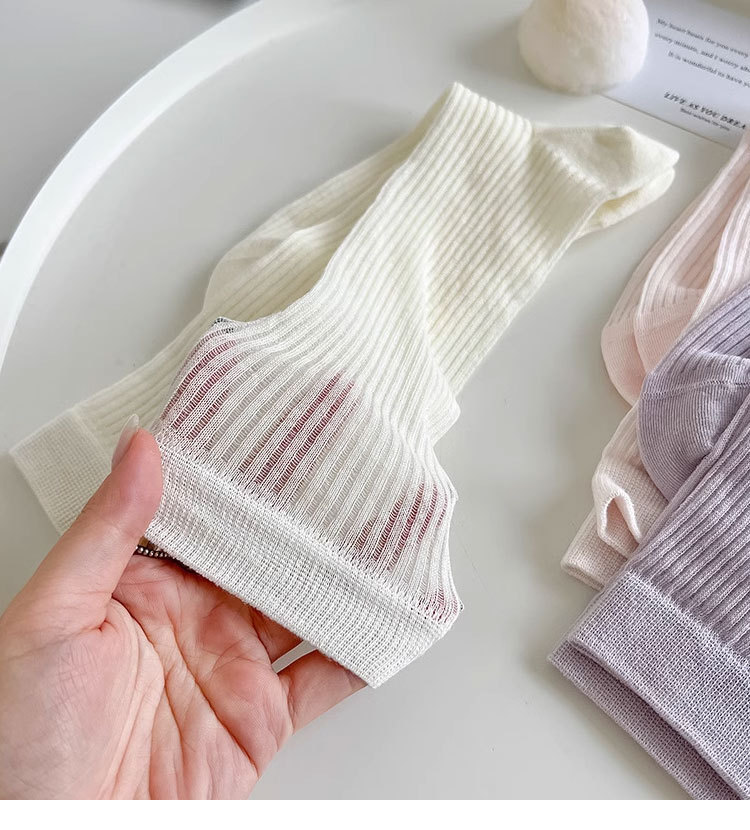 袜子女夏季薄款无骨中筒袜miu芭蕾风灰色堆堆袜搭配小皮鞋小腿袜详情8